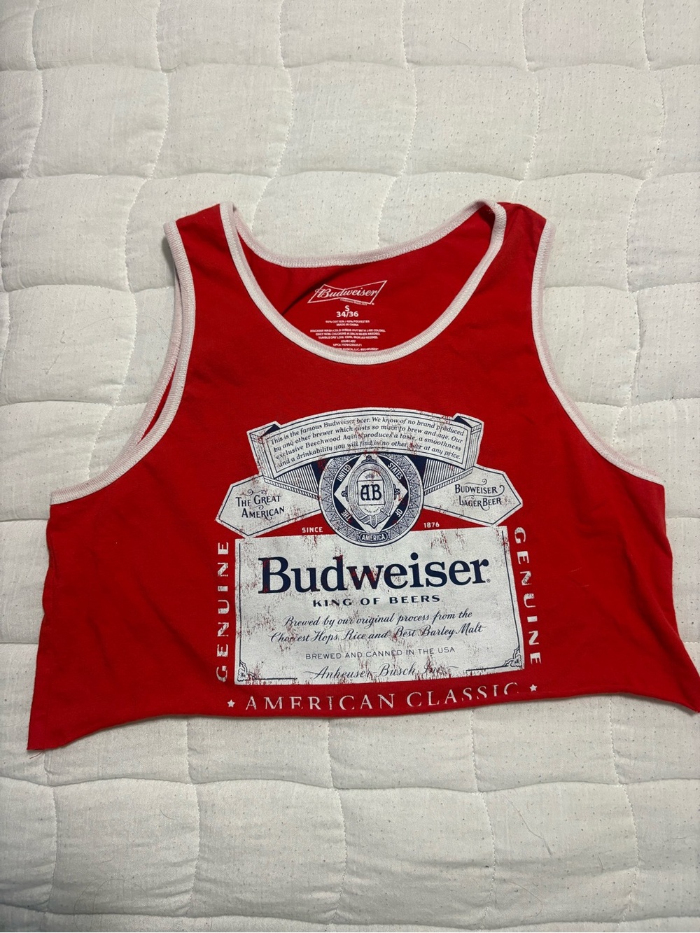 Budweiser Red Logo Cropped Tank with White Trim